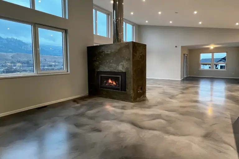 Silver metallic epoxy floor in house