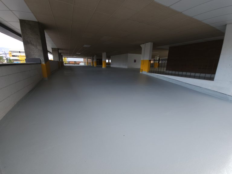 Parkade hybrid system - waterproofing membrane and MMA top coat - 275 Lansdowne St, Kamloops, BC