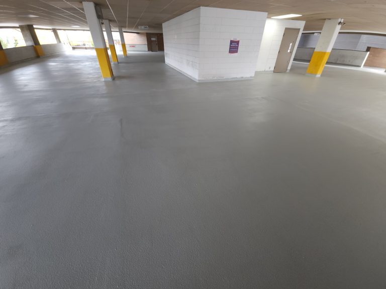 Parkade hybrid system - waterproofing membrane and MMA top coat - 275 Lansdowne St, Kamloops, BC