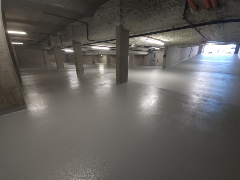 Parkade waterproofing membrane and protective non slip coating - 429 St Paul Street