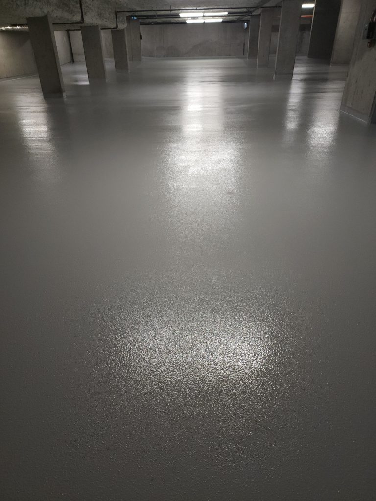 Parkade waterproofing membrane and protective non slip coating - 429 St Paul Street